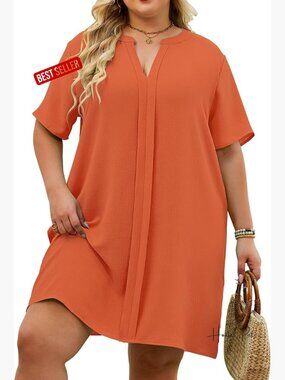 Plus Size Swimsuit Cover Up V Neck Short Sleeve Beach Coverups